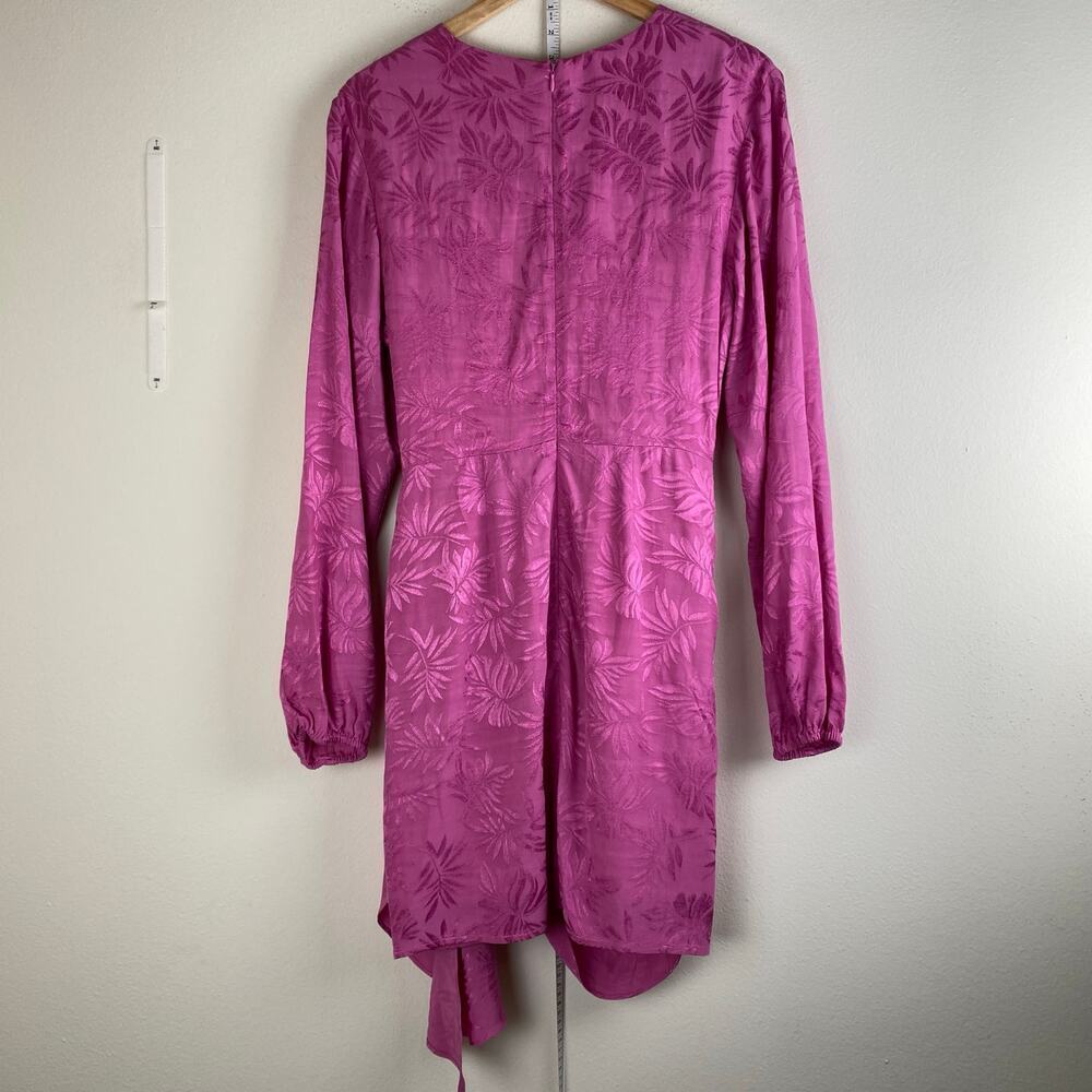 NWT WAYF Attina Faux Wrap Mini Dress Magenta Pink Long Sleeve Medium - Picture 12 of 16